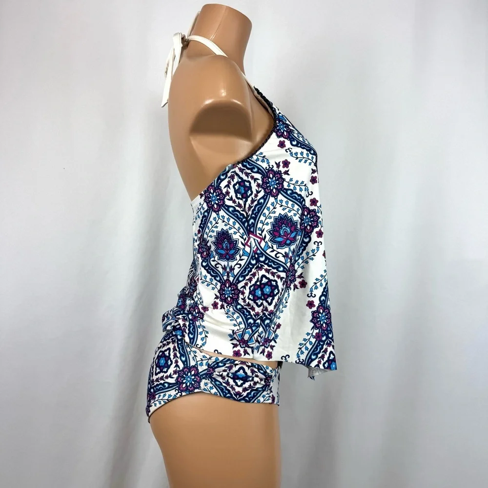 Becca by Rebecca Virtue Inspired 3 PC Swimsuit With Lace Tunic Cover Up Sz Large
